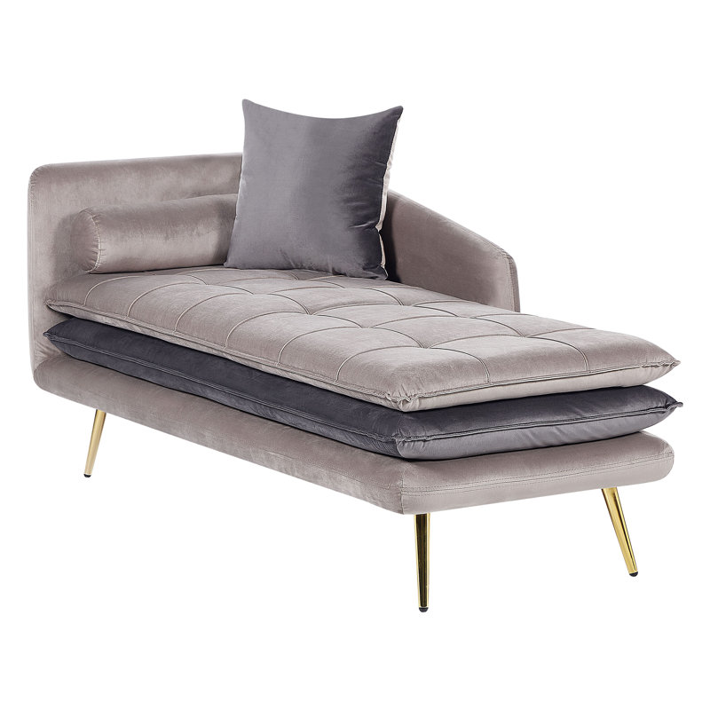 Lisco Velvet Chaise Lounge, Beige