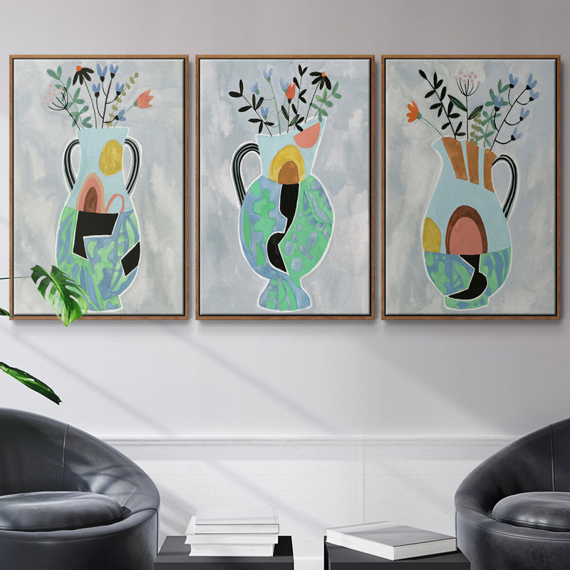 Vase de collage I 3 pièces, H 40 po x l 78 po, Noyer