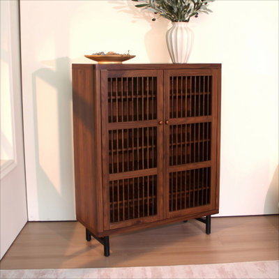 Armoire de rangement avec portes à volets, armoire à chaussures à 6 niveaux avec tablettes réglables