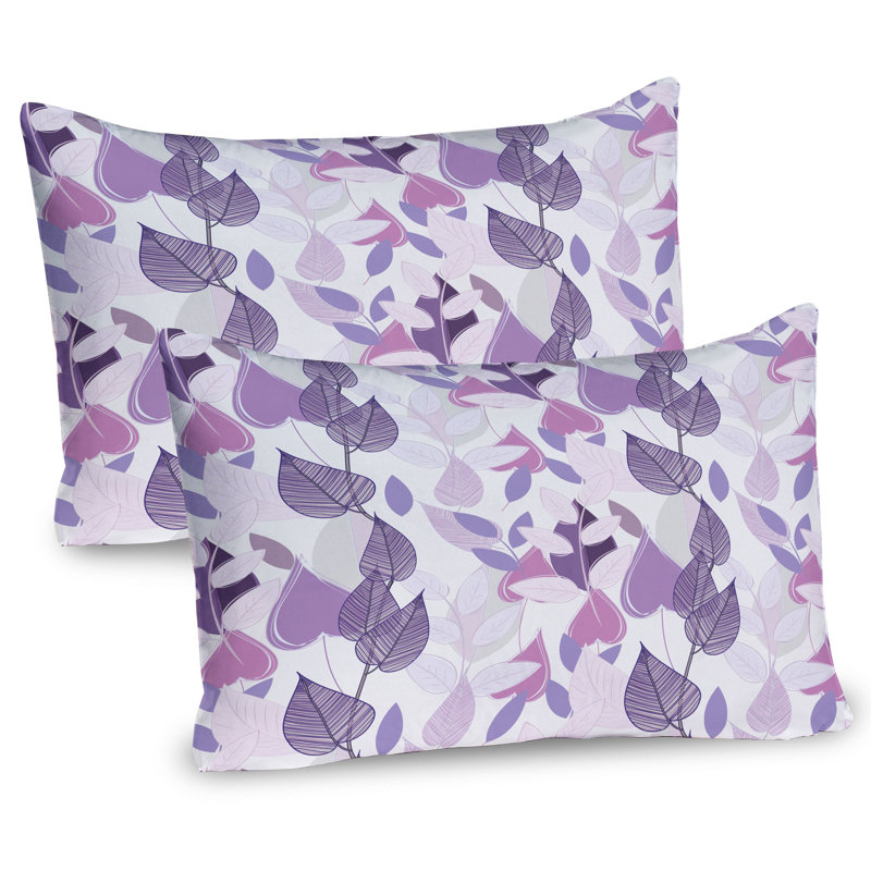 Ensemble de 2 taies décoratives à motif floral Ambesonne, feuillage mauve, lilas gris pâle 30 po x 20 po
