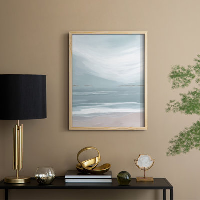 Reproduction encadrée Aqua Soft Shores II - bois massif