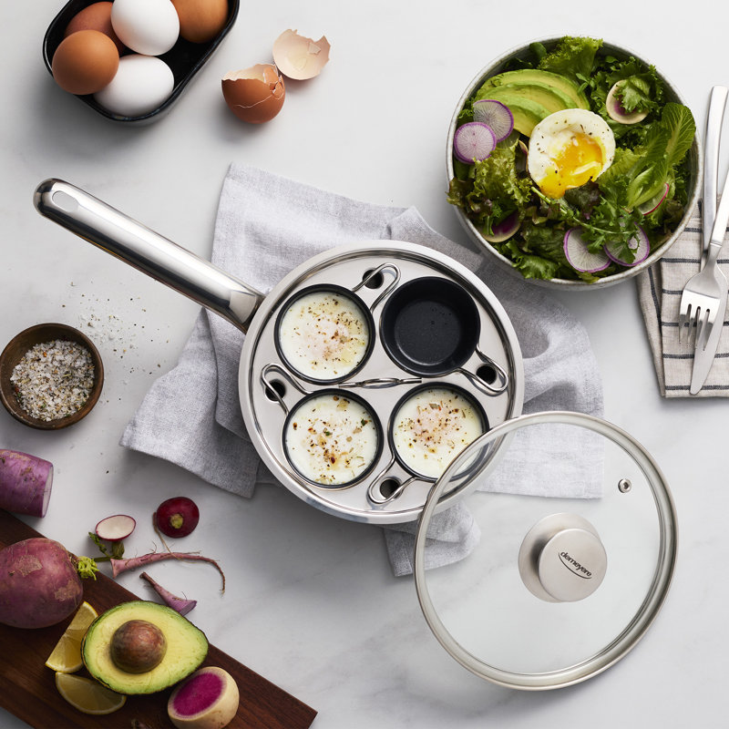 Demeyere Resto New Ceramic Coating  4-Cup Stainless Steel Egg Poacher Set