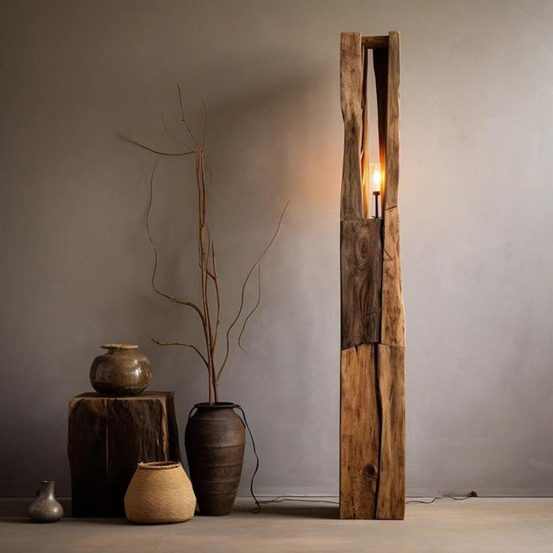 Zen-Style Living Room Wooden Standing Lamp