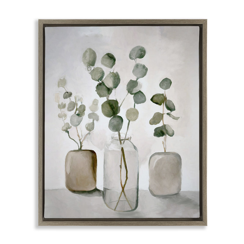Eucalyptus nature morte, H 21 po x l 17 po, Cadre flottant orme Montalcino