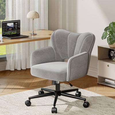 Fauteuil de coiffeuse pivotant à dossier arqué avec fonction d'inclinaison et accoudoirs