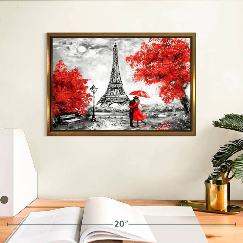 Paris Couple Pop, Cadre flottant doré, 13 po x 9 po