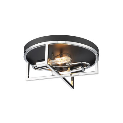 Cemlyn 2 Light Black and Chrome  Cage Flush Mount
