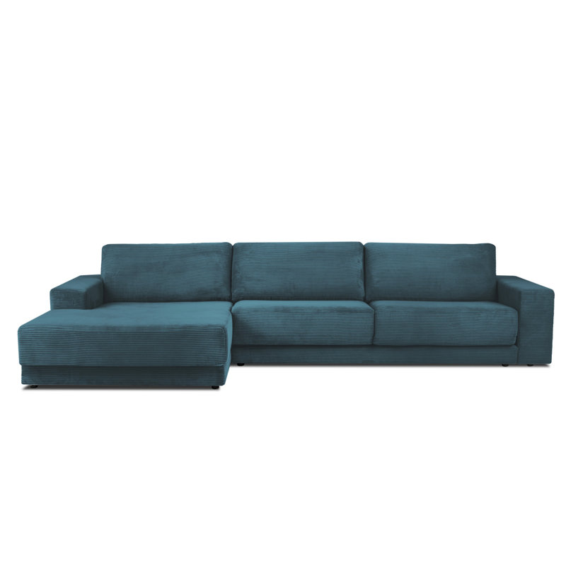 Donatella 6 Seater Sofa Bed, Green Corduroy, Left Hand Facing