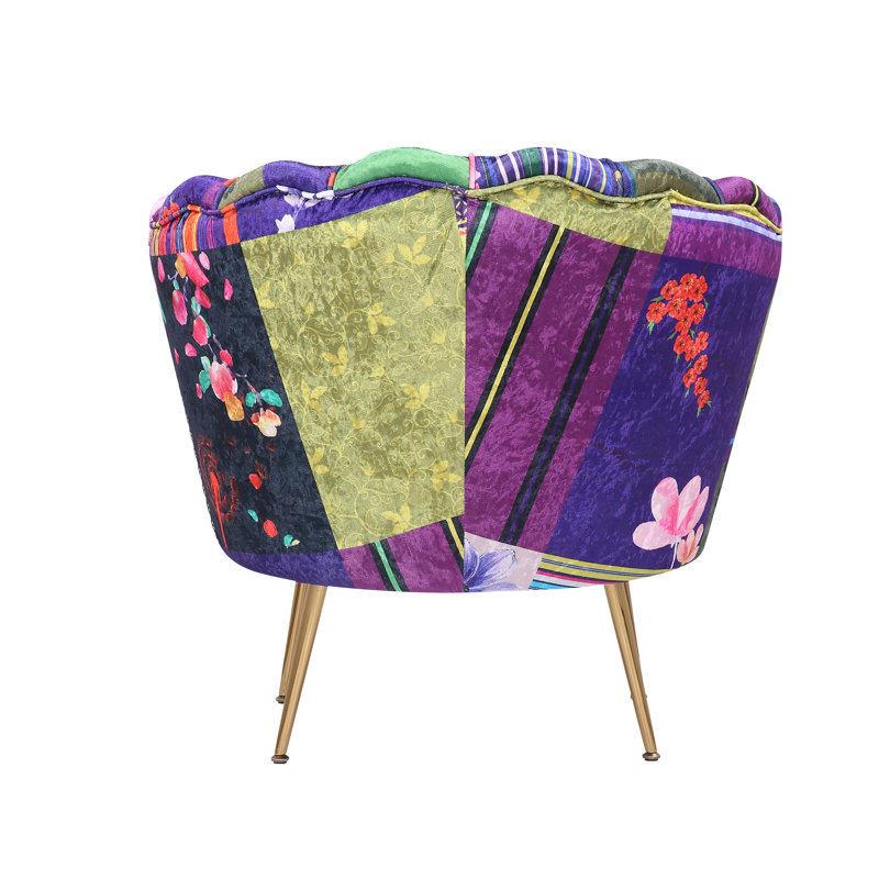 Angelicamaria Upholstered Slipper Chair, Purple/Green