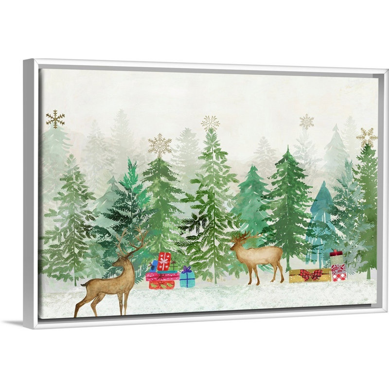 Magie de Noël - reproduction d'art sur toile, Cadre blanc, H 34 po x l 50 po x P 1,75 po