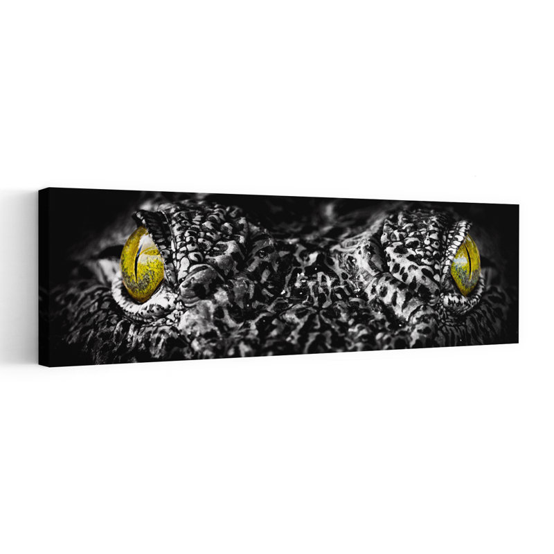 Intense Crocodile Eyes by Serge Grop - Wrapped Canvas Panoramic Print, 91.44 cm H x 30.48 cm W