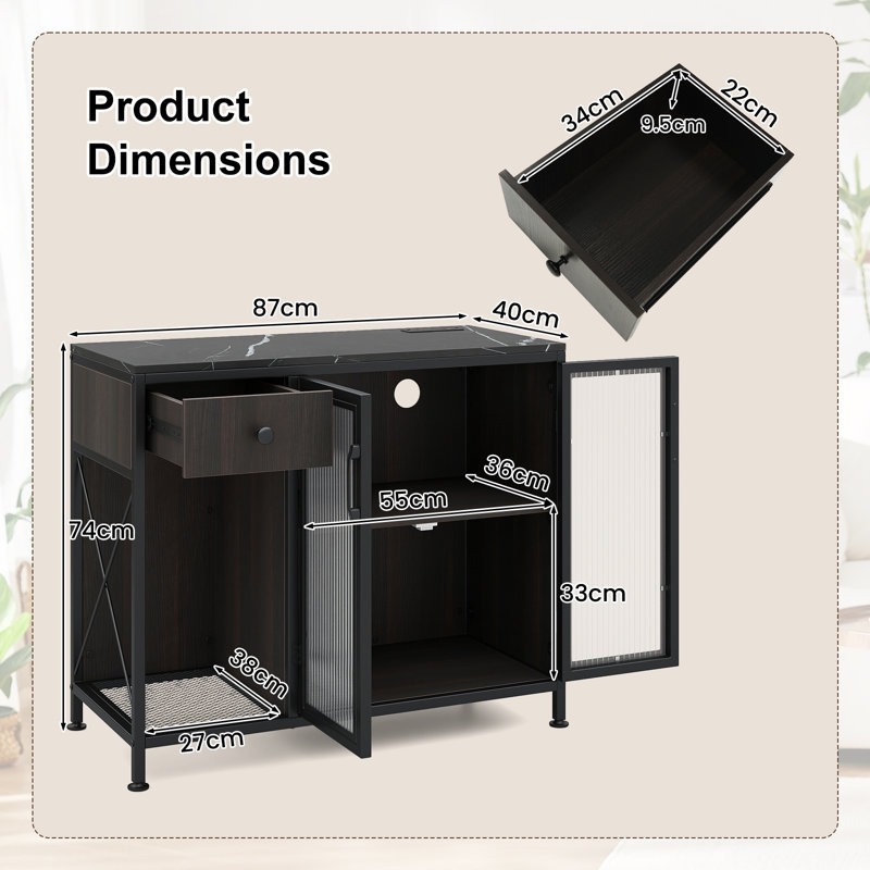 87cm Sideboard, Black