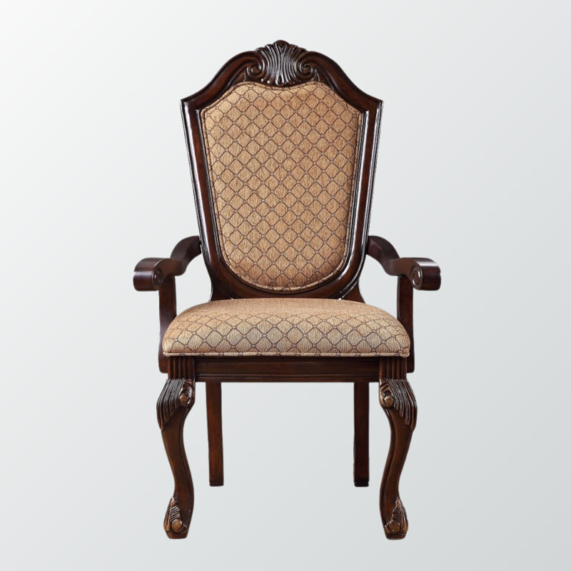 Arbour Fabric & Espresso Arm Chairs