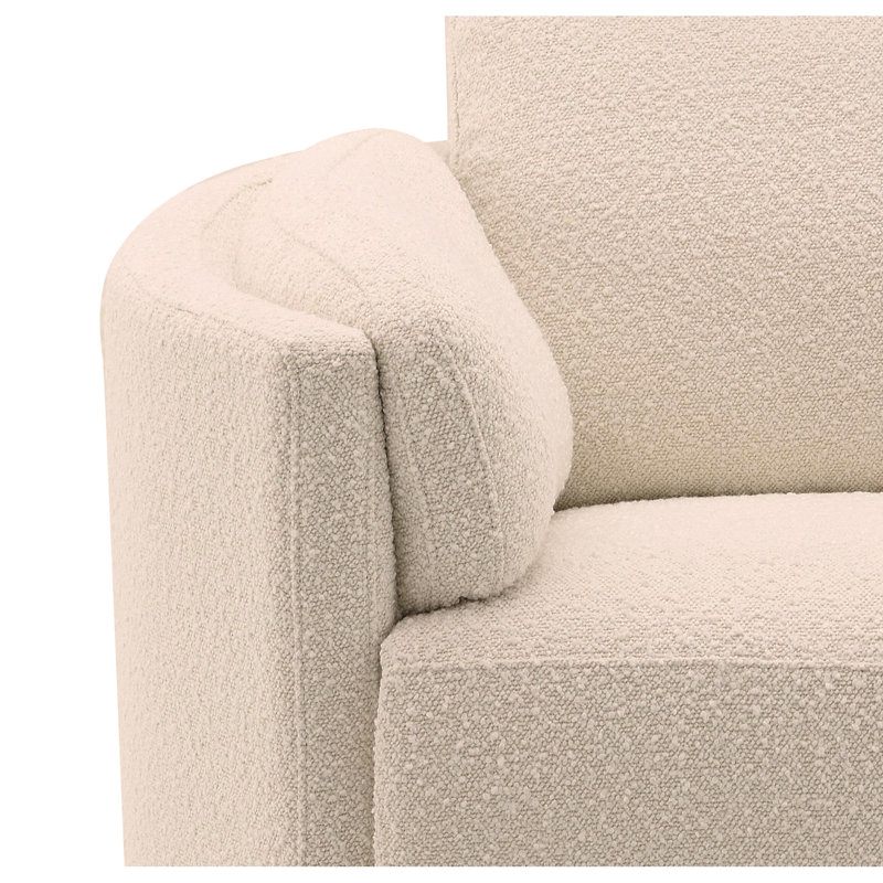 Versatile And Comfortable Swivel Glider Recliner For Relaxation, Ivory Boucle
