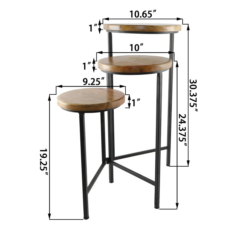 Medellin Wood Weather Resistant Plant Stand, Brown/Black
