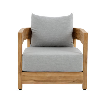 Kempson Outdoor 4pc (CH/CH/ST/ST) Collection, Sunbrella Canvas Granite & Natural FSC Teak