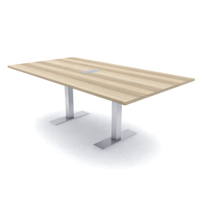 Table de conférence rectangulaire avec base en T en métal | Unité électrique