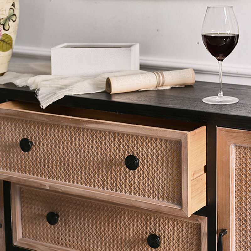 Buffet noir massif et bois manufacturé