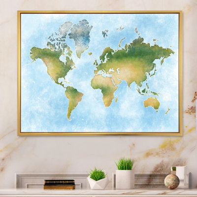 " Map Of The World In Green And Blue "