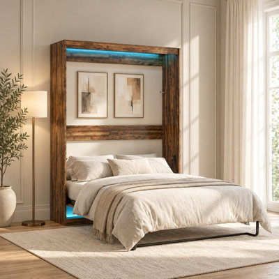 Armoire murale Farmhouse Murphy avec lumières DEL RVB, grand, brun
