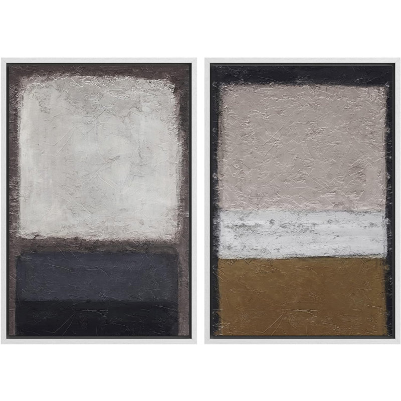 «Grey Brown Pastel Geometric Color Blocks Abstract Shapes Art Contemporary», impression sur toile 2 pièces