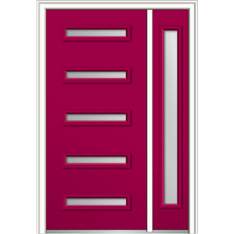 Porte d'entrée pré-suspendue en acier Spotlight, H 50 po x l 80 po x P 1,75 po, Noir, Côté droit