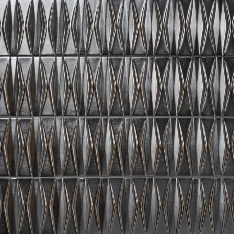 Nabi Harlequin 2X8 Crackled Glossy Glass Mosaic Tile, Gunmetal Gray