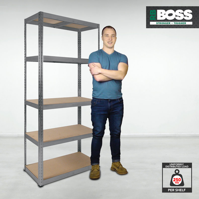 Lavada Shelving Unit, 180cm H x 90cm W x 30cm D, Dark Silver