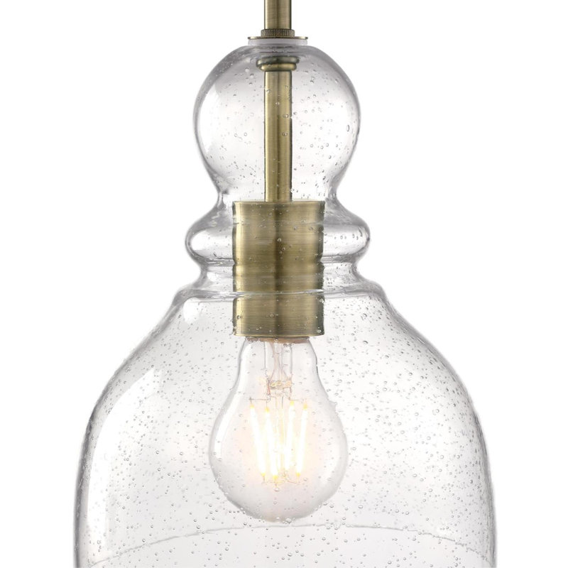 Lomita 1 - Light Copper Single Pendant, No, 8.5" H x 7" W x 7" D, Antique Brass