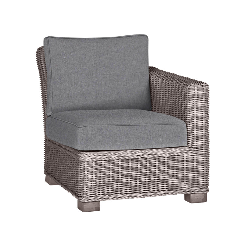 Rustic Patio Lounge Chair with Cushions, Welt, Oyster, Verona Mist