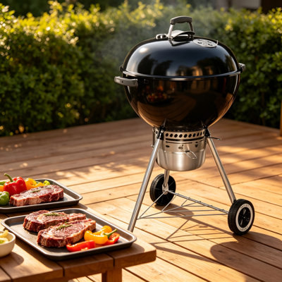 22-Inch Copper Outdoor Grill Fitted With Built-In Thermometer, Heat Control Vent And One-Touch Cleaning System.