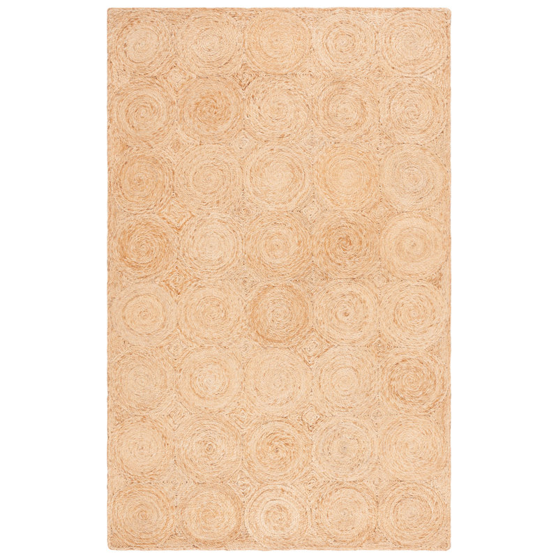 Cidalino Natural Fiber Hand Loomed Jute Pile Geometric Rug, Rectangle 6' x 9'