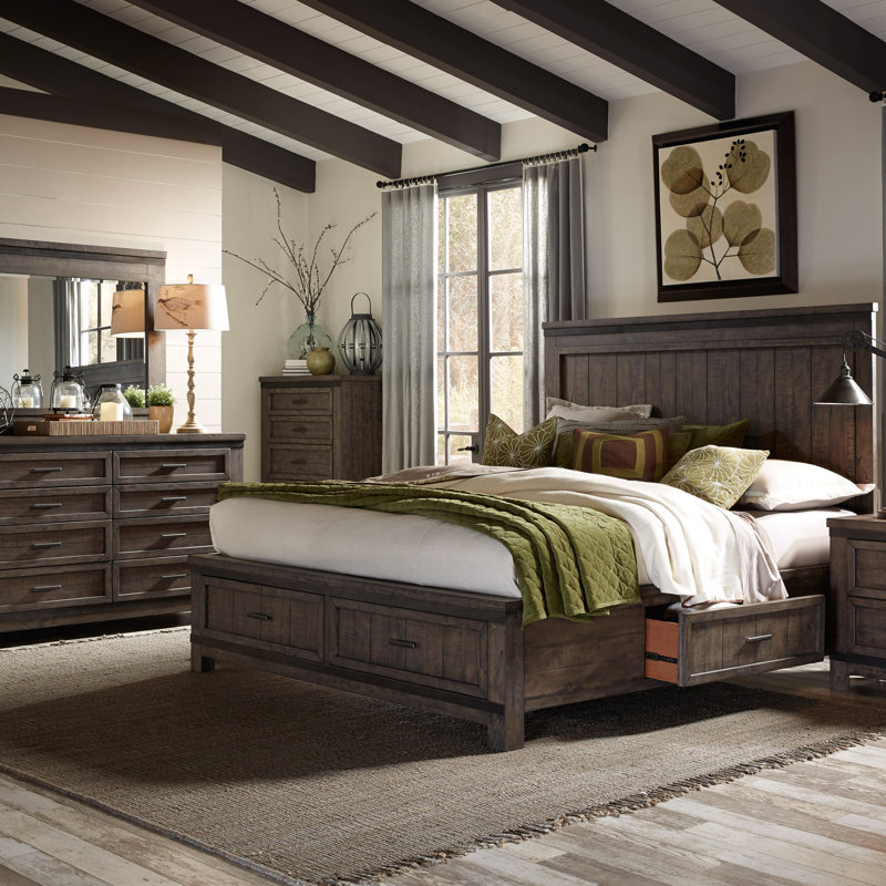 Lexee Two Sided Storage Bed, Dresser & Mirror, King