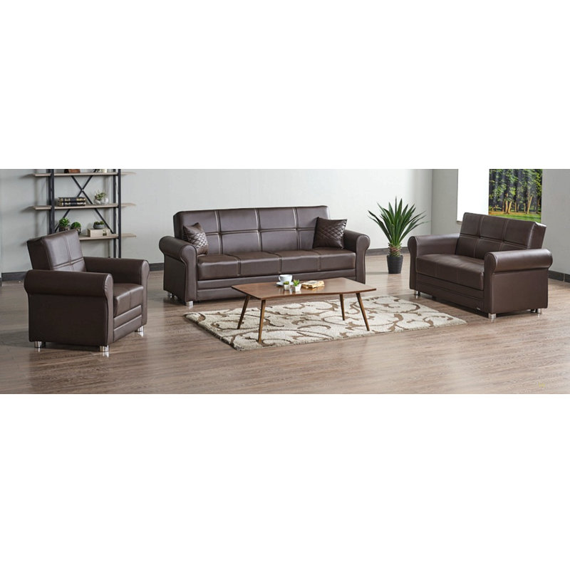 Canapé convertible rembourré avec rangement Collection, PU, Brun