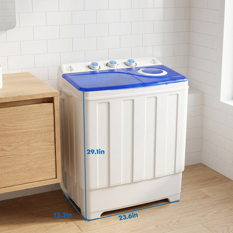 28lbs Portable Washing Machine with 18lbs Wash and 10lbs Spin, Twin Tub Washer Compact Machine with Drain Pump, Mini Portable Washer for Home, Camping, RVs, and Small Spaces, Blue
