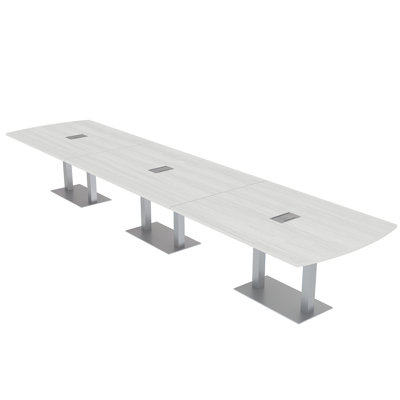Pavert Arc Rectangle Conference Table with Double Metal Post Base | Electrical Unit