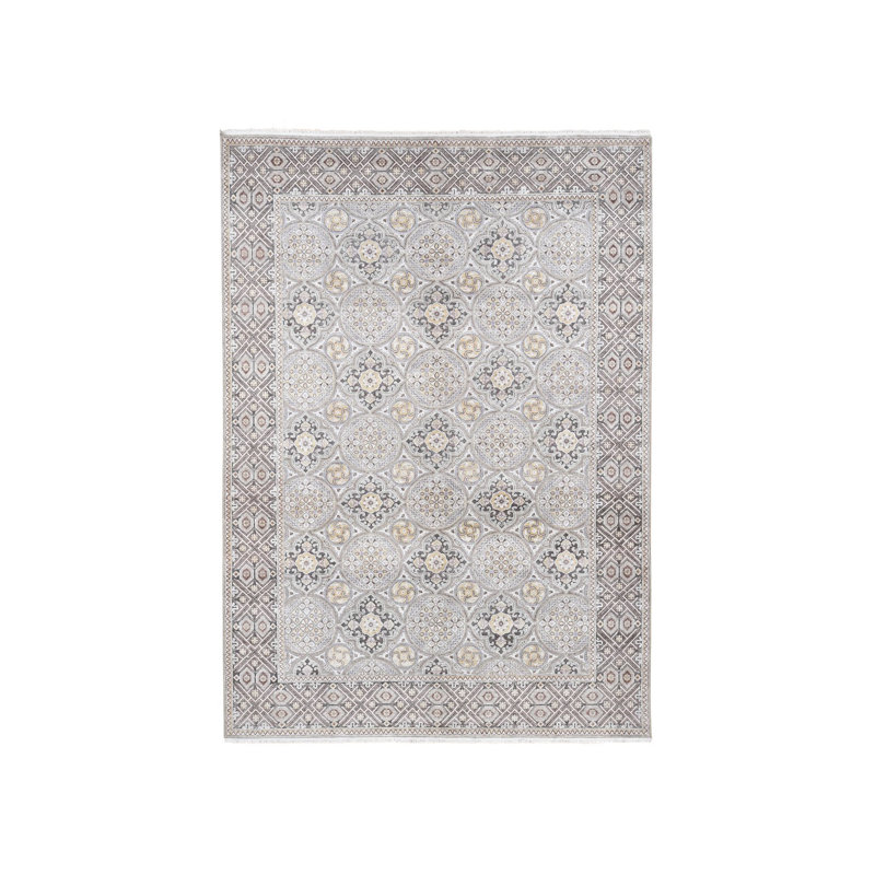 Tapis ivoire en laine et en soie noué à la main 10 pi 1 po x 14 pi 2 po 7D981FA9F6634D90B8C1EB89C6A30549