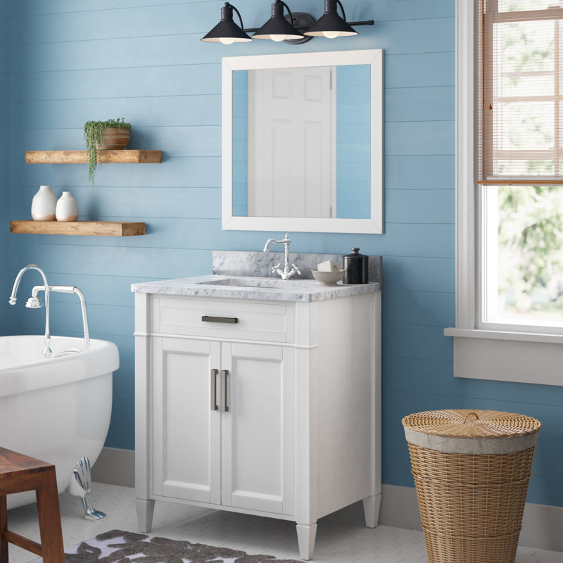 Ensemble de meuble-lavabo simple 30 po avec miroir Lachine, Blanc