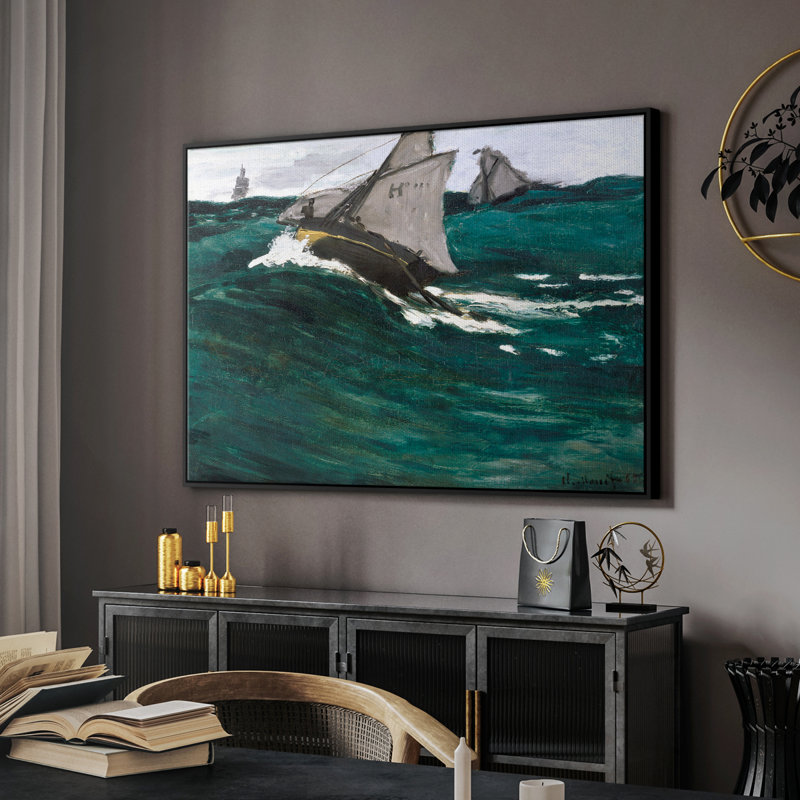 Rétro nautique - Lxxxi, Toile avec cadre flottant noir, H 25 po x l 37 po x P 2 po