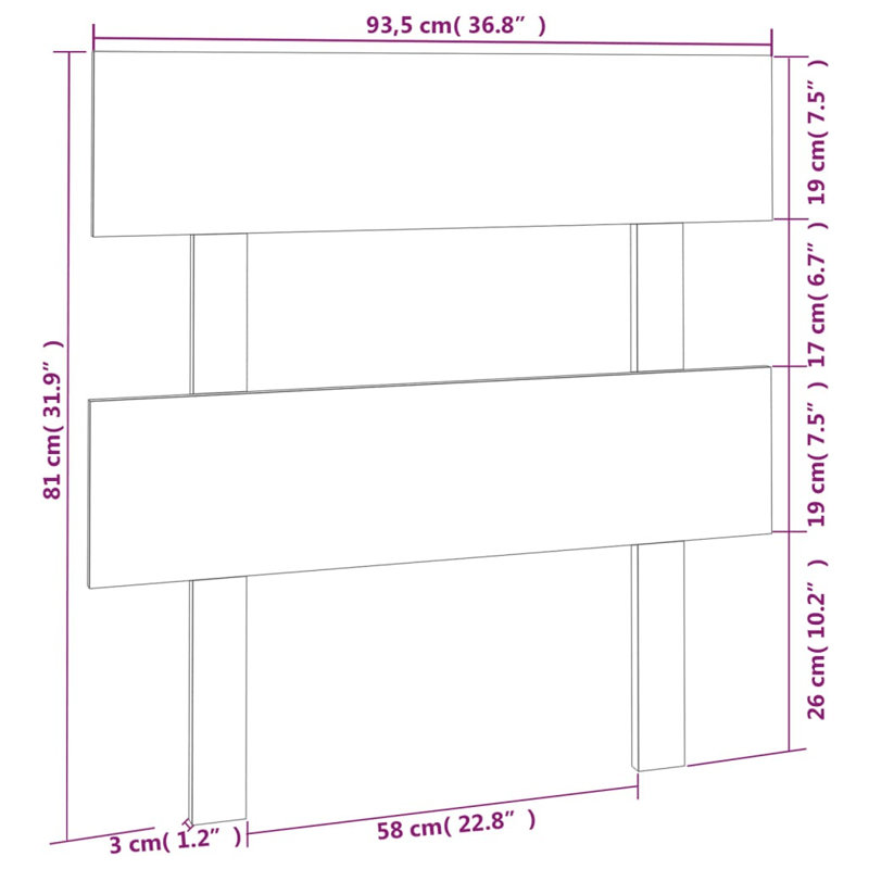 Clovis Solid Wood Headboard, 204 x 81 cm, Grey