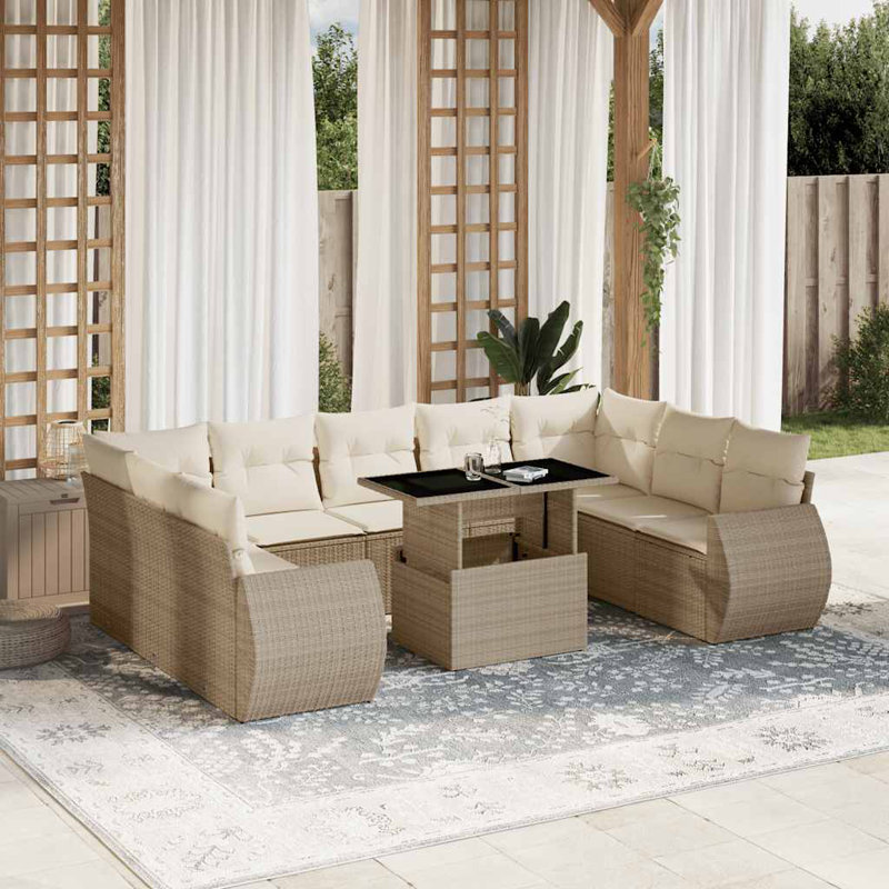 Ensemble de canapé de jardin Vidaxl beige, blanc crème