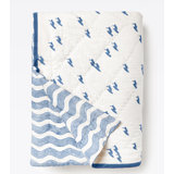 Reversible Block Print Surfer Quilt in Ocean