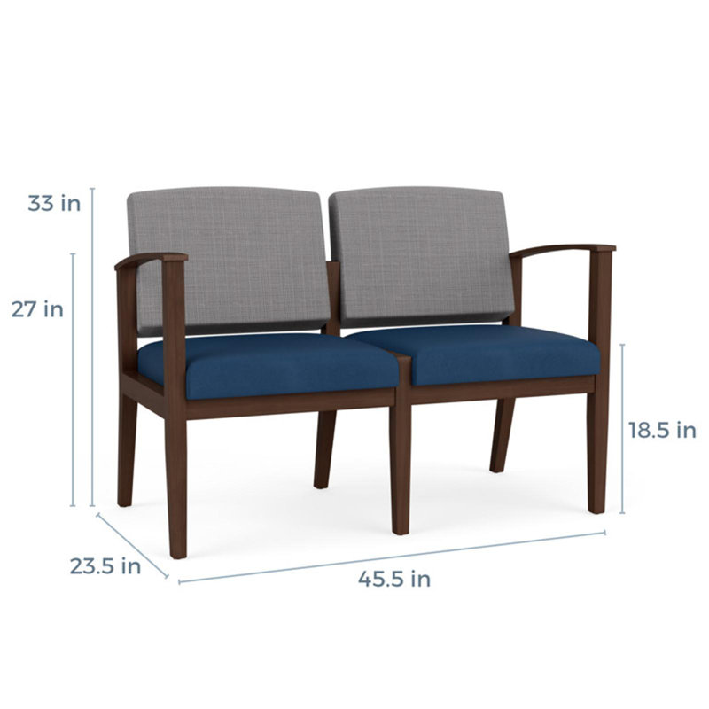 Siège tandem 2 places Amherst, Noyer Riftwood, Chambray gris / Patriot Plus Blue Ridge