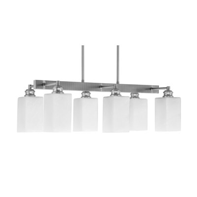 Barre d'éclairage 6 lumières Edge avec verre carré blanc 4 po