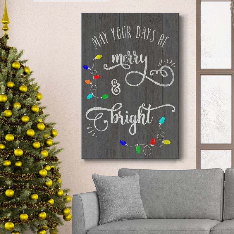 «Merry And Bright», reproduction sur toile tendue, H 18 po x l 12 po x P 1 po