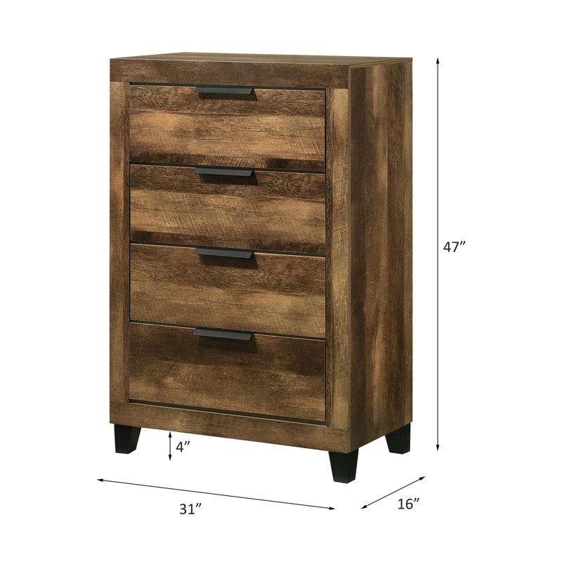 Commode 3 tiroirs, Chêne rustique