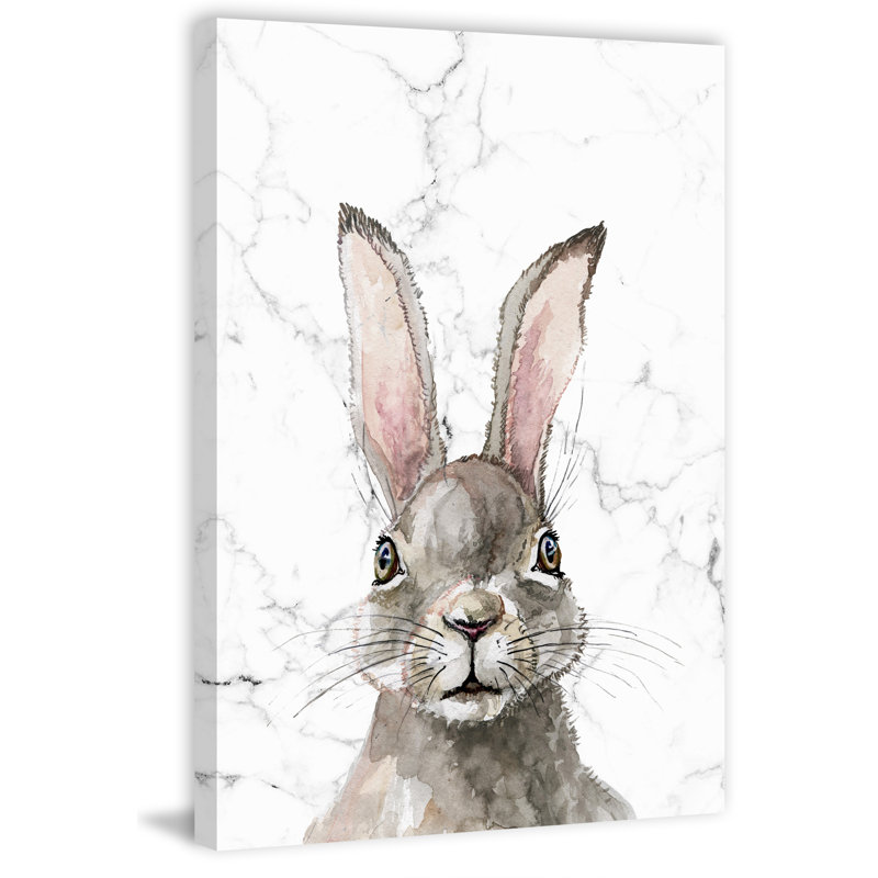 Bewildered Rabbits Thinking Rabbit Print on Wrapped Canvas, 24" H x 16" W x 1.5" D