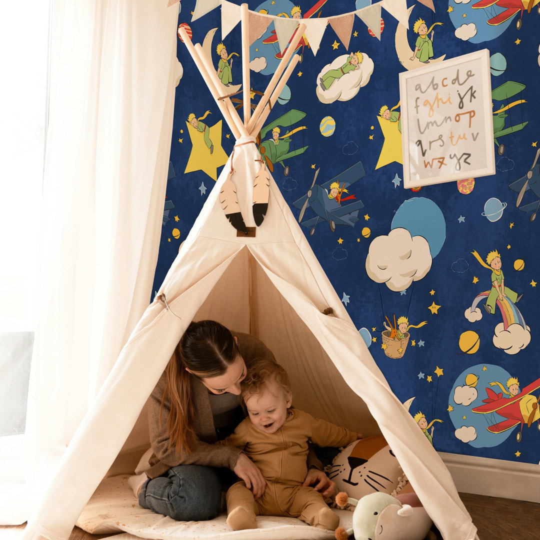 The Little Prince Wallpaper, Deep Blue Airplanes Nursery