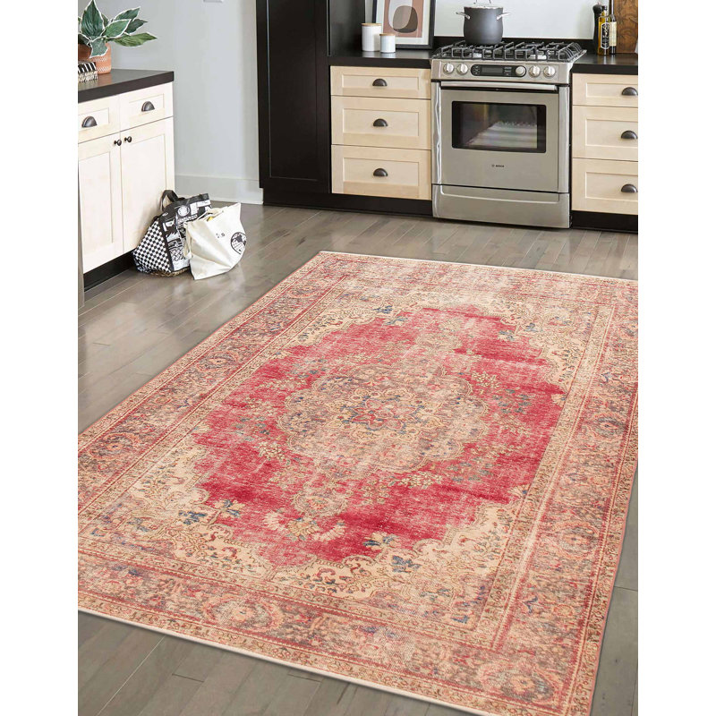 Tapis rouge unique de conception unique 6 pi 5 po x 9 pi 2 po Antalya