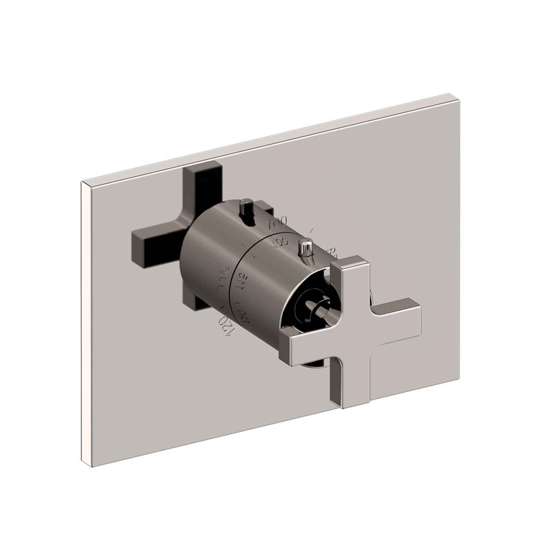 Secant 3/4" Rectangular Thermostatic Trim Plate With Handle, Polished Nickel